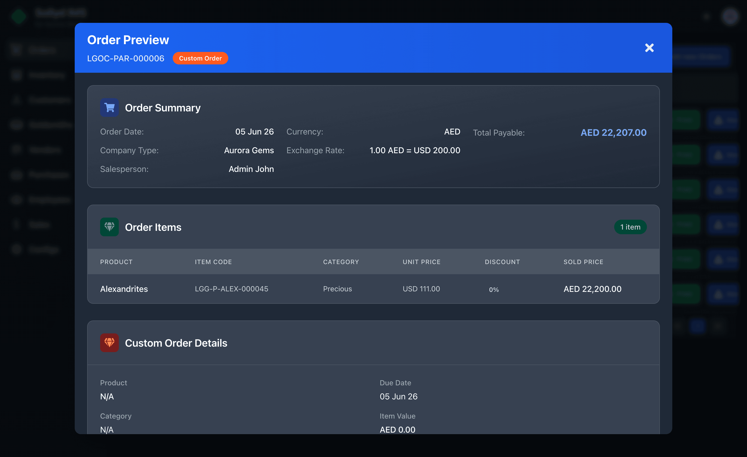 Sollyd IMS order invoice preview